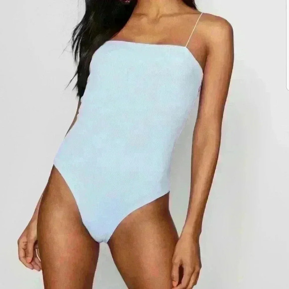 Boohoo Eve Rib Skinny Strap Square Neck Body - Picture 1 of 3